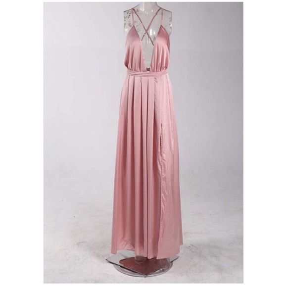 Strappy Deep V Summer Slit Maxi Evening Dress - Picture 2 of 5